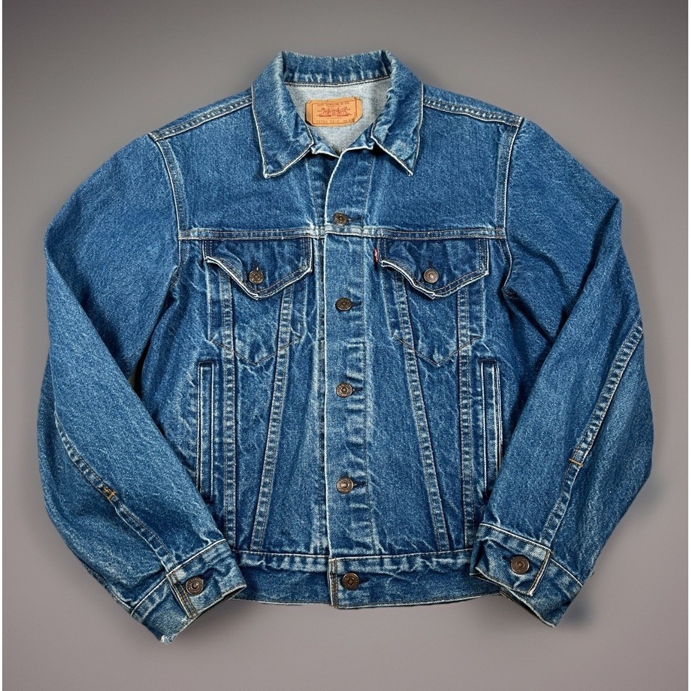 VTG Levi's 70506 0216 Denim Trucker Jacket Made In USA Size 40 L Distressed - Picture 1 of 11